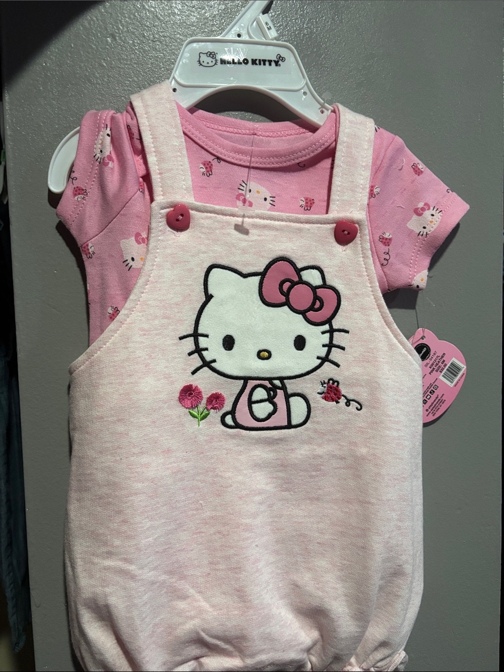 Hello Kitty Pink Two-Piece Overalls Set